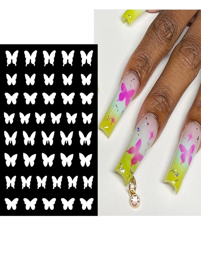 JERCLITY 6 Sheets Airbrush Stencils Nail Stickers for Nail Art Self-Adhesive Star Butterfly French Tip Heart Nail Decals Stencils Tool for Women Girls Nail Art Accessories - Image 4